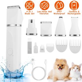 4 In 1 Electric Pet Dog Cat Grooming Kit Cordless Rechargeable Pet Hair Trimmer