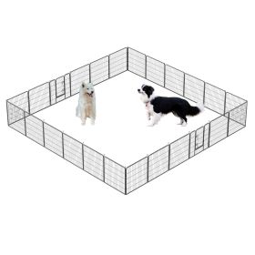 32" Outdoor Fence Heavy Duty Dog Pens 24 Panels Temporary Pet Playpen with Doors