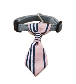 Adjustable Pink Vertical Stripe Dog Cat Neck Tie Gentleman Dog Collar 6-11 Inches