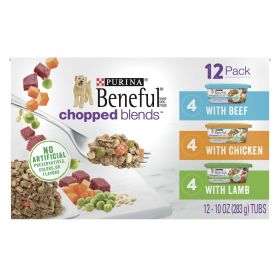 Purina Beneful Chopped Blends Wet Dog Food Variety Pack Beef Chicken 10 oz Tubs (12 Pack)