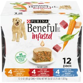 Purina Beneful Real Lamb & Chicken Pate Wet Dog Food Variety Pack 3 oz Cans (12 Pack)