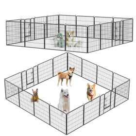 Dog Pens Outdoor 32" Height Foldable 16 Panels Heavy Duty Metal Portable Dog Playpen Indoor Anti-Rust Exercise Dog Fence with Doors for Large/Medium/S