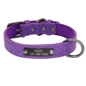 Engraved Lettering On The Neck Ring Of Dogs And Cats To Prevent Loss (Option: Purple-L)