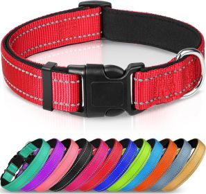 Adjustable Reflective Nylon Webbing Dog Collar (Option: Red-XS)