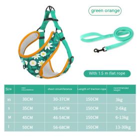 Pet Hand Holding Rope Vest-style Dog Reflective Explosion-proof (Option: Daisy Green Suit-L)