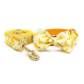 Tow Rope Collar Pet Supplies Gold Metal Buckle (Option: Yellow-Bow set-XL)