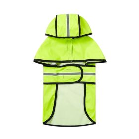 Dog Raincoat Waterproof PU Leather Back Reflective Stripe Poncho (Option: Fluorescent Green-M)