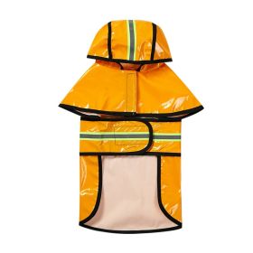 Dog Raincoat Waterproof PU Leather Back Reflective Stripe Poncho (Option: Yellow-M)