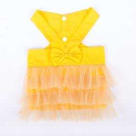 Pet Skirt Comfortable Breathable Dog Strap Gauze Skirt (Option: Yellow-M)