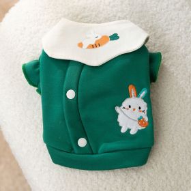 Dog Carrot Rabbit Lapel Sweater Thin Clothes (Option: Green Bunny-S)