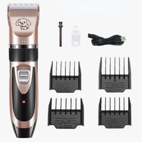 Dog Grooming Kit Clippers; Low Noise; pet grooming; Rechargeable; cat grooming; Pet Hair Thick Coats Clippers Trimmers Set; Suitable for Dogs; Cats; a (Color: Rose gold)