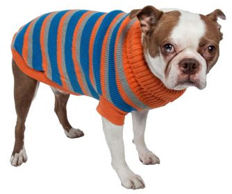 Heavy Cable Knit Striped Fashion Polo Dog Sweater (size: medium)