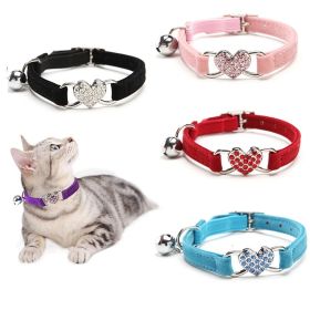 Pet Collar Adjustable Soft Collar With Bell For Dogs Kitten Cats (Color: Red, size: one-size)