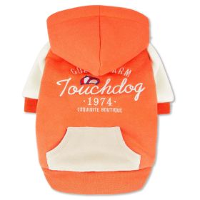 Touchdog 'Heritage' Soft-Cotton Fashion Dog Hoodie (Color: Orange, size: large)