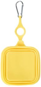 Silicone Collapsible Pet Bowl Double Portable Travel Bowl Equipped with Aluminum Hook Clip (Color: Yellow)