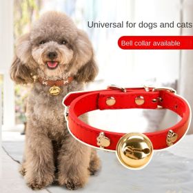 Leather Pet Collars Pet paw print bone alloy bell collar dog collar Best Santa Xmas Gifts cat collar (Color: Red, size: M)