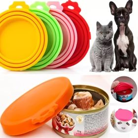 Pet Food Can Covers; Universal Safe Silicone Dog & Cat Food Can Lids; pack of 2 (Color: Blue)