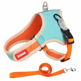 dog Harnesses and dog leash set; Suede Pet Chest Strap Saddle Vest Style Dog Chest Back Reflective Dog Strap Dog Rope Wholesale (Specification (L * W): L, colour: green)