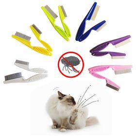 Pet Flea Tick Remover Dog Cat MultiColor Stainless Steel Comfort Hair Grooming Comb Protect Flea Lice Removal Hair Cleaner Comb (Color: Pink, size: L)