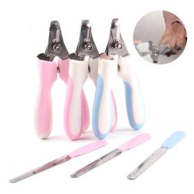 2Pcs/set Pet Grooming Tools Stainless Steel Nail Clippers Dogs Cats Nail Scissor Nail Cutter Puppy Kitten Grooming Nail Grinder (Color: Blue)