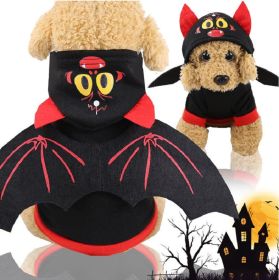 Pet Black Bat Wing Costume Hooded Winter Warm Sweater Halloween Costume (size: L)