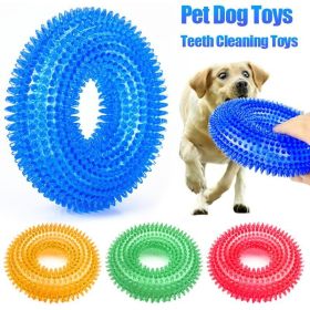 Pet Toys Bite Resistant Sound Toy Chew Teeth Clean Large Dog Golden Retriever Barbed TPR Training Teeth Cleaning Thorn Circle (Color: Blue)
