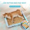 Breathable Pet Puppy Cooling Mat Bed Summer Protection Cervical Spine Cat Dog Ice Mat Square Rattan Kennel Supplies