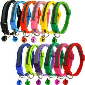 Small Pet Color Buckle Reflective Collars 1.0 Patch Bells Dog Collar Safety Adjustable For Cats Puppy Night Outdoor Supplies (Metal Color: Black, size: 19x32CM)