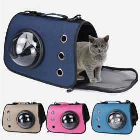 Cat Backpack Carrier with Window Bag Transport Cat Carrier Space Transparent Backpack for Small Dogs Cat Accessories Pet Carrier (Color: Blue)