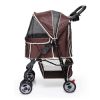 Pet Dog Stroller Trolley, Foldable Travel Carriage with Wheels Zipper Entry Cup Holder Storage Basket, Pushchair Pram Jogger Cart