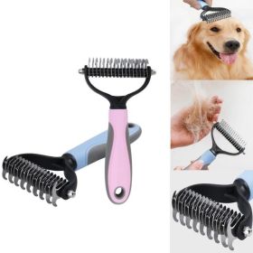 Large Pets Fur Knot Cutter Dog Grooming Shedding Tools Pet Cat Hair Removal Comb Brush Double Sided Pet Products Suppliers (Color: Pink)