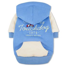 Touchdog 'Heritage' Soft-Cotton Fashion Dog Hoodie (Color: Blue, size: small)