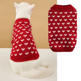 Pet Dog Sweater Turtleneck Dog Knitwear Warm Pet Sweater (Color: Red, size: M)