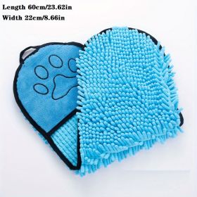 Absorbent Dog Towel, Microfiber Quick Drying Towel Machine Washable With Hand Pockets Pet Towel For Medium Large Dog Super Absorbent Pet Towel Quickly (Color: Blue)
