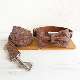 Pet Bow Dog Collar Leash Set Thick Double-layer Tear-resistant Dog Collar (Option: Brown Suit-M)
